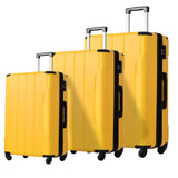 Garvee 3 Piece ABS Luggage Travel Sets With Spinner Wheels 24'' And 28'' Expandable Suitcase TSA Approved Lock Yellow