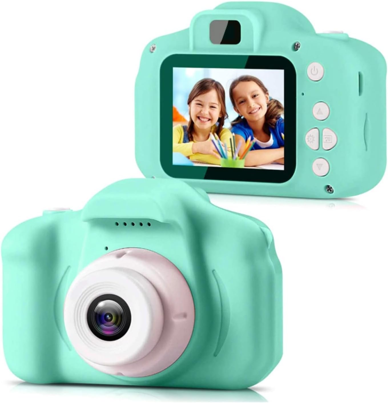 Garvee Kids Digital Video Camera 8MP HD Rechargeable Shockproof Soft Silicon Cover Green Toddler Camcorder for Creative Play