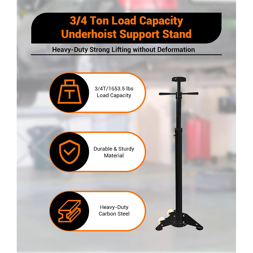 Garvee 3/4 Ton Underhoist Support Stand - 1655 lbs Capacity Jack Stand with 38.4" to 75.4" Lifting Range for Vehicle Lifting and Support, Black