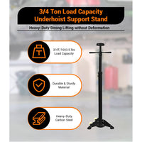 Garvee 3/4 Ton Underhoist Support Stand - 1655 lbs Capacity Jack Stand with 38.4" to 75.4" Lifting Range for Vehicle Lifting and Support, Black
