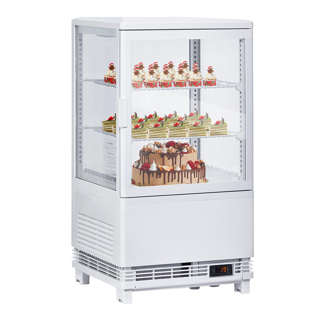 Garvee 58L/2.1 Cu.FT Commercial Refrigerator Display Case, Double-Layered Glass Countertop Bakery Display Fridge with LED Lighting for Store Office