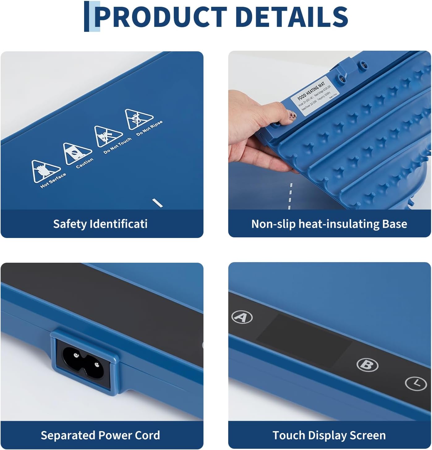 GARVEE 2-Zone Heating Food Mat - 24"X15" Warming Mat for Food Rollable Full-Surface Warmer with 6 Temp Settings & 3H Timer, Anti-Slip Heat-Insulated Pad for Meals (Blue)