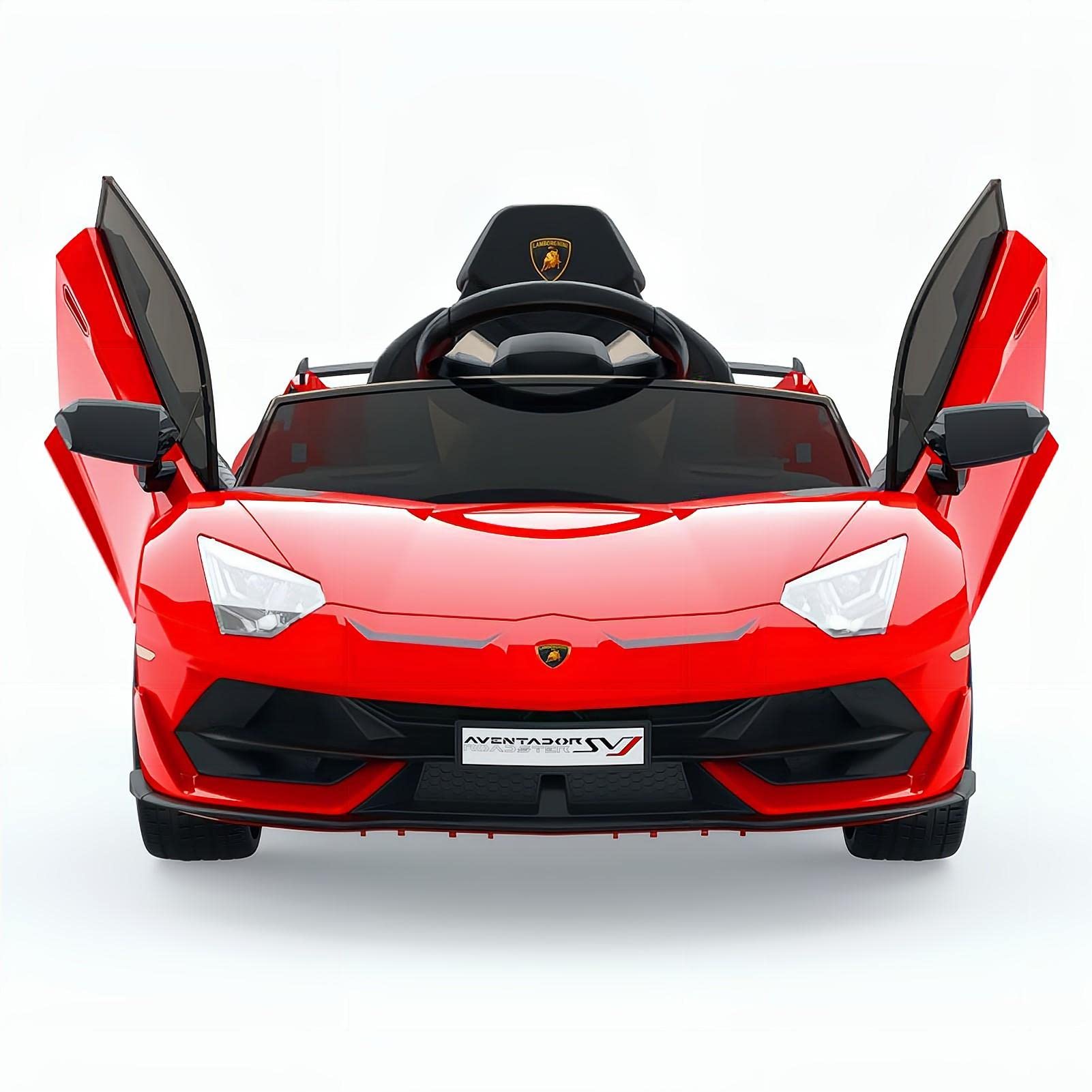 Ride on Car for Kids 12V Licensed Lamborghini Electric Vehicles Battery Powered Sports Car with Control, 2 Speeds, Sound System, LED Headlights and Hydraulic Doors