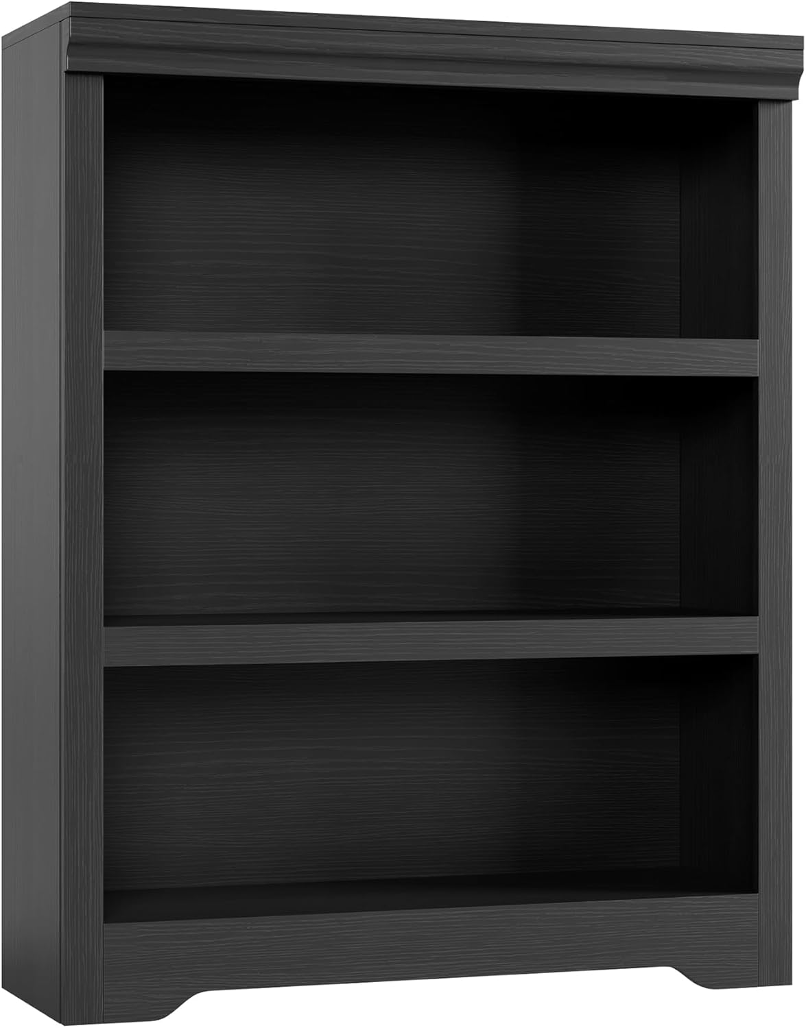 Garvee 3 Tier Bookshelf, 39.4" Tall Farmhouse Bookcase with Adjustable Shelves, 31.5" W Floor Standing Open Display Storage Rack with Anti-Slip Design for Home Office, Balcony, Library, Study / Living Room, Black