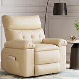 Garvee 22" Widen Recliner Chairs with Heat and Massage - 360° Swivel Lazy Boy Recliner Chair for Adults- Manual Rocking Chair with Cup Holder for Living Rooms, Bedrooms, and Nurseries - Creamy - Beige