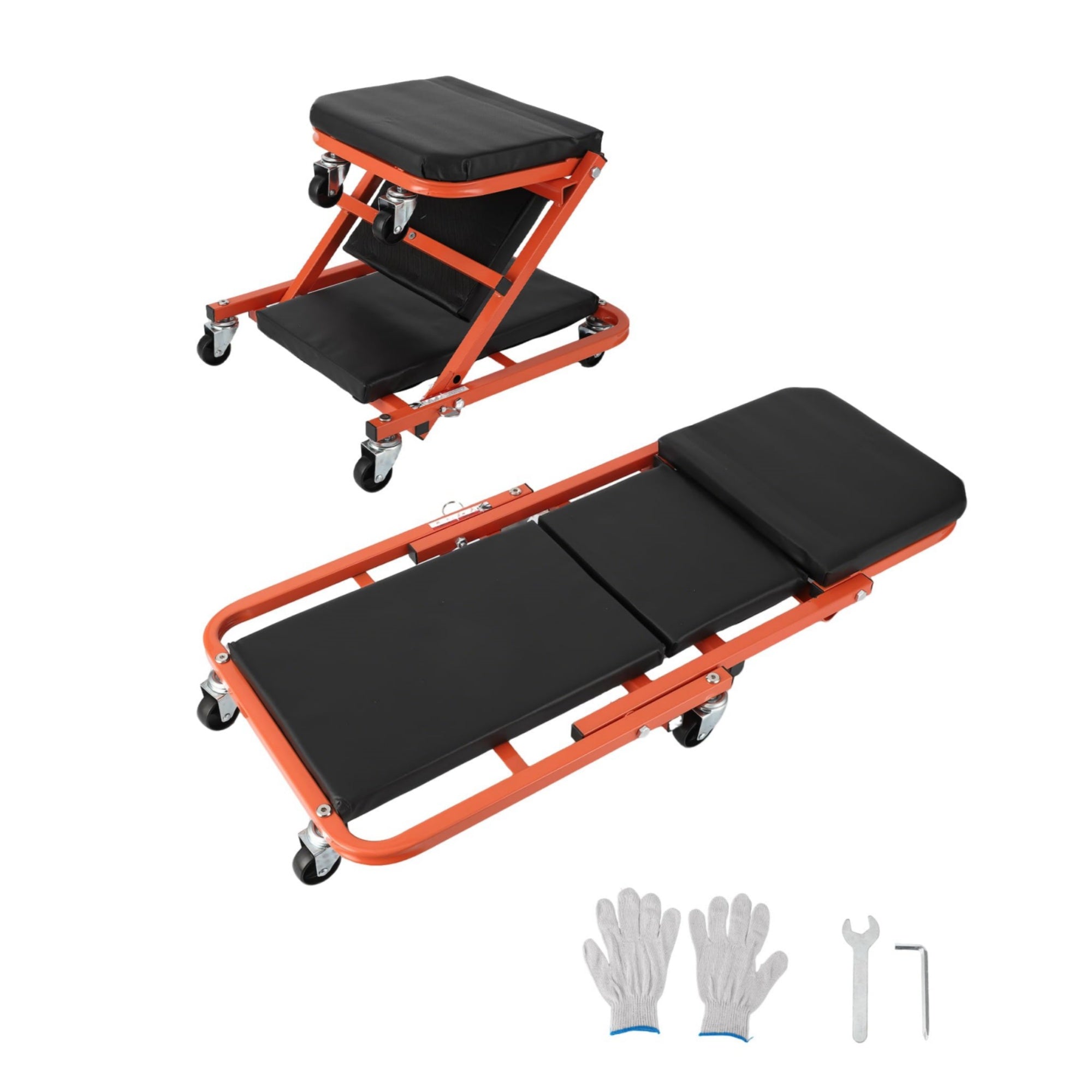 Garvee 36" Z-Creeper Seat on Wheels, Foldable Garage Creeper Shop Seat, 330 LBS Capacity, Black