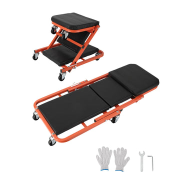 Garvee 36" Z-Creeper Seat on Wheels, Foldable Garage Creeper Shop Seat, 330 LBS Capacity, Black