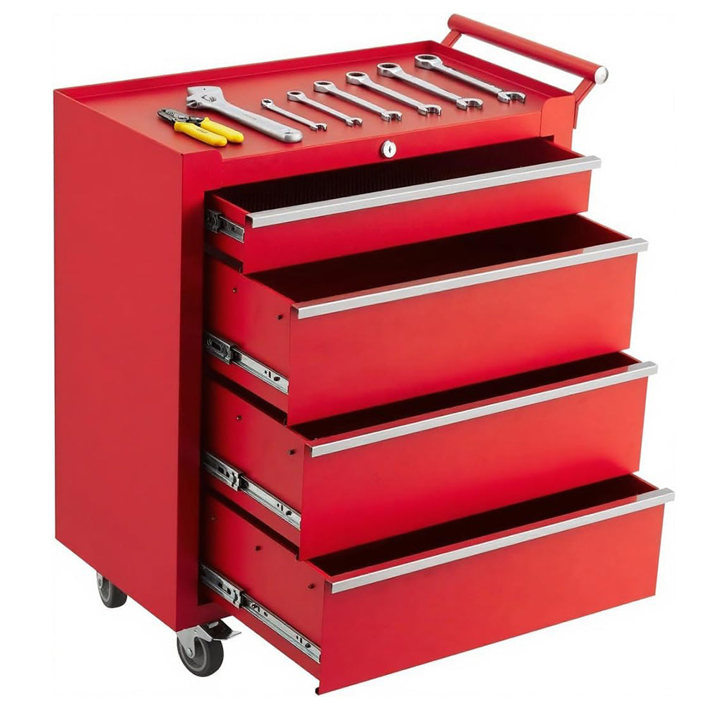 Garvee 4-Drawer Rolling Tool Chest and Tool Box Heavy-Duty Steel Mobile Tool Cabinet with Locking System for Garage Workshop Mechanics, Black