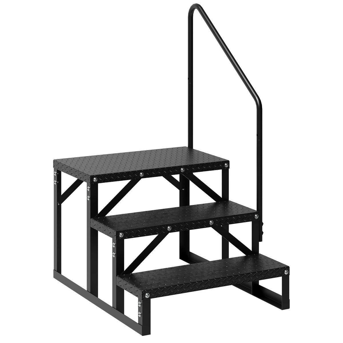 RV Step Stabilizer – Adjustable Stair Brace Stand For Travel Trailer, Camper Ladder Support, Black, USA Made
