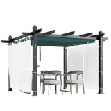 Garvee 10x10 Ft Retractable Outdoor Pergola with Canopy and Side Mesh, Upgraded Gray Aluminum Pergola, Modern Pavilion for Backyard, Patio, Porch, Grape Trellis, Blue+White - Blue+White