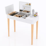 Garvee Vanity Desk Set with Flip Top Mirror Wooden Makeup Dressing Table Double Door Compartment Bedroom Bathroom White