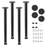 Garvee 28" H Adjustable Table Legs, Metal Table Legs, Furniture Legs for Desk, Heavy Duty Pipe Legs for Office Table, Dining Table, Computer Table and Countertops, (Black, Set of 4) - Column A 28 inches