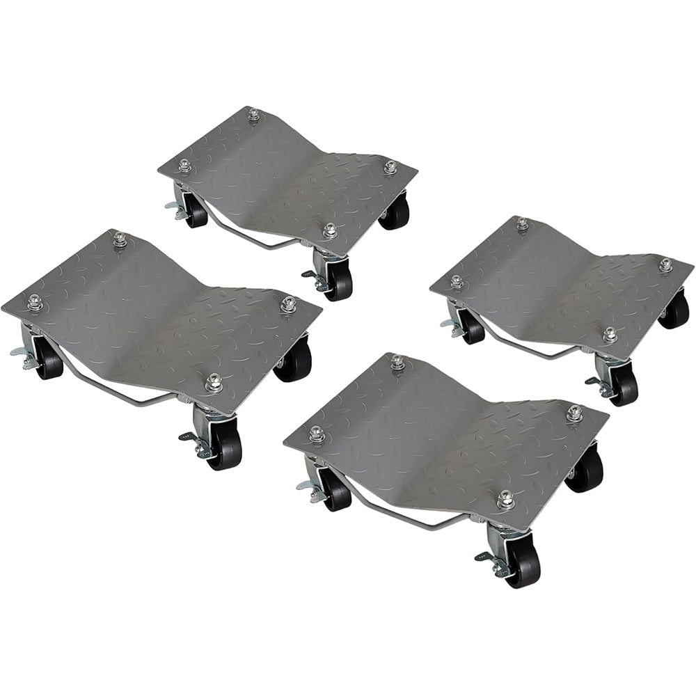 Garvee 4-Tire 16"x12" Car Dolly – 6000-LB Heavy-Duty Vehicle Mover with 360° Rotatable Wheels for Auto Transport Silver