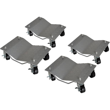 Garvee 4-Tire 16"x12" Car Dolly – 6000-LB Heavy-Duty Vehicle Mover with 360° Rotatable Wheels for Auto Transport Silver