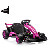 Garvee Ride - G Series: 24V Electric Drift Kart for Kids, Ride Car with Adjustable Seat & 7.5MPH Speed, EVA Silent Wheels, Parent-Safety Certified Ride-On Toy - Pink - Pink