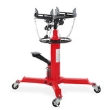 Garvee Dual Plunger Hydraulic Transmission Jack 1322lbs Capacity Red, 33.5"-69" Adjustable Lift, 2-Stage Telescoping, Non-Slip Pad, Foot Pedal & Swivel Wheel - Red