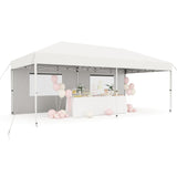 Garvee 10'x20' Pop-Up Canopy Tent - 210D Oxford Fabric Portable Instant Commercial Tent with 2 Sidewalls, 12 Stakes & 6 Sandbags for Events, White - White