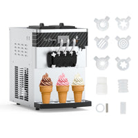 3-Flavor High Capacity Soft Serve Machine, Easy Cleaning