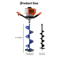 Garvee 2-in-1 Gas Powered 52CC 2-Stroke Ice Auger & Earth Auger Kit with 10" Ice Drill and 5.9" Ground Drill Bit for Ice Fishing and Post Hole Digging, EPA Certified