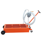 Garvee 20 Gallon Hand Pum Low Profile Portable Oil Drain Pan,with T-Handle,for Car,Suvs with Hose,Casters - Orange - Orange