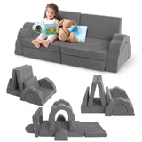 Garvee 11pcs Modular Kids Play Couch, Children Sectional Sofa Floor Toddler Couch for Kids Creative Play, Convertible Foam Floor Sofa for Playroom Bedroom, Dark Grey - Dark Grey