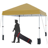 Garvee 10'x10' Instant Pop-Up Canopy Tent - One-Person Setup, Commercial Outdoor Tent with 1-Button Push, Wheeled Bag, 4 Sandbags, 8 Stakes & Ropes, Khaki - Khaki