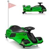 Garvee Ride - P Series: 12V Kids Ride on Drift Car for Kids, 7ah 45W Motor Electric Drifting Go-Kart Up to 5 mph Variable Speed, Built-in Music,Colorful Tail LED Light,USB,Low-Power Alarm,Max Load 110lbs, Blue - Green - Green