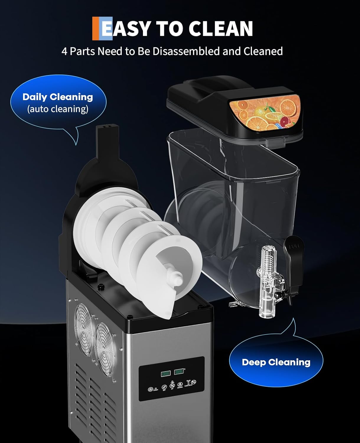 Garvee Commercial Slushy Machine 15L, Stainless Steel Smoothie Frozen Drink Maker with Self-Cleaning Mode, 450W Frozen Drink Machine, Maker Smoothie Machine for Home Party Restaurants Cafe Bars