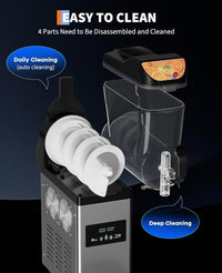 Garvee Commercial Slushy Machine 15L, Stainless Steel Smoothie Frozen Drink Maker with Self-Cleaning Mode, 450W Frozen Drink Machine, Maker Smoothie Machine for Home Party Restaurants Cafe Bars