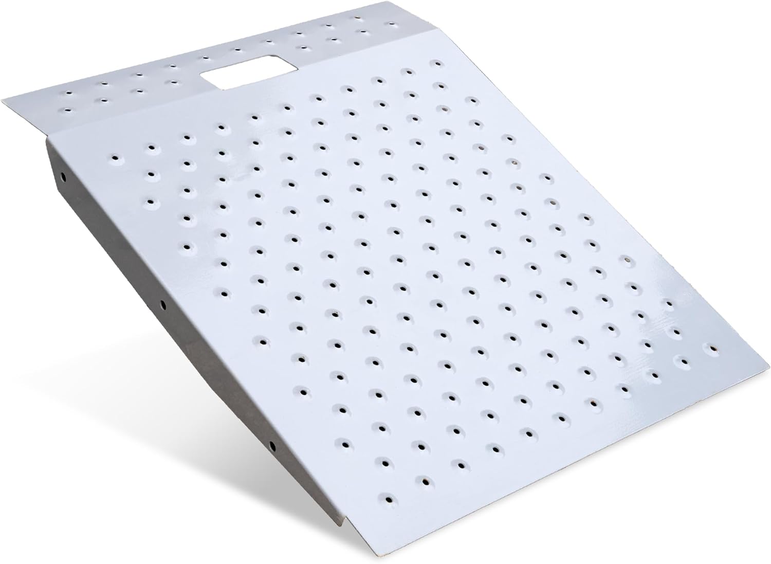 Garvee Shed Ramp Heavy Duty 750 LBS Capacity Non-Slip Punch Plate Stainless Steel Rust-Resistant Wide 24 in Handle Hole for Garage Barns