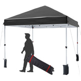 Garvee 8'x8' Instant Pop-Up Canopy Tent - One-Person Setup, Commercial Outdoor Tent with 1-Button Push, Wheeled Bag, 4 Sandbags, 8 Stakes & Ropes, Black - Black