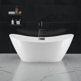 Garvee SZ4 59" Streamline Stand Alone Soaking Bathtub with Chrome Overflow and Drain, cUPC Certified, White - white