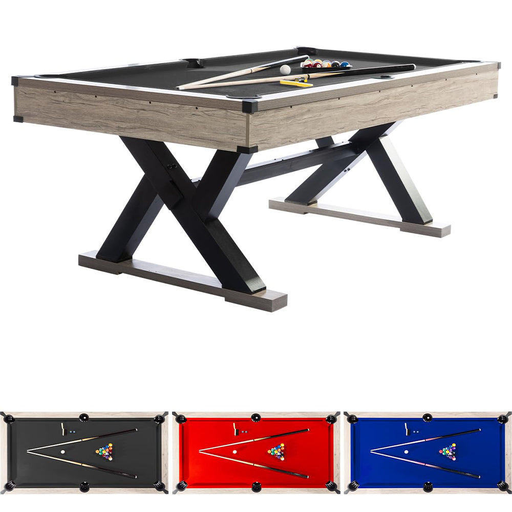 Garvee 7.4 ft Pool Table Heavy Duty 84" Billiard Tables with X-Shape Metal Legs Complete Set for Home Family Game Room Black Cloth