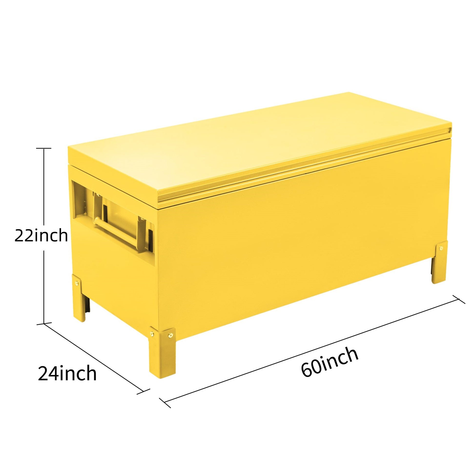 Garvee 60" × 24" × 22" Industrial Steel Truck Toolbox Lockable Recessed Handles Hydraulic Slow-Close Lid Forklift Ready Waterproof Heavy-Duty Storage for Pickup Beds & Trailers