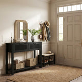 Garvee Entryway Table with 2 Drawers, Console Table with Storage Shelf, Sofa Table for Living Room, Hallway, Bedroom, 46.46"x14.96"x6.69", Wood Color