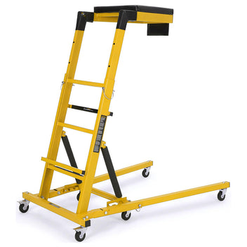 Garvee Topside Automotive Engine Creeper - Adjustable Height (48"-66"), 400 lbs Capacity, Foldable Design with 6 Swivel Caster Wheels, Thicker Cushion, and Tool Pouch, Yellow