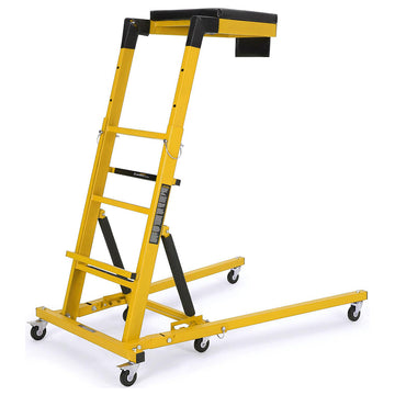 Garvee Topside Automotive Engine Creeper - Adjustable Height (48"-66"), 400 lbs Capacity, Foldable Design with 6 Swivel Caster Wheels, Thicker Cushion, and Tool Pouch, Yellow