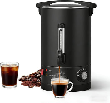 Garvee Double Wall Commercial Coffee Urn – 12L Stainless Steel Large Capacity Hot Water & Coffee Dispenser, Fast Heating Percolator – For Catering, Buffet, Event, Party, Office – Specification: 12L