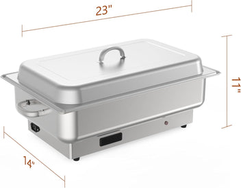 GARVEE 2 PACK Electric Chafing Dish Buffet Set,3 x 3 QT Stainless Steel Food Warmers, 600W Digital Display Temperature Control Serving Trays for Parties Catering Weddings, Sections Dishwasher Safe