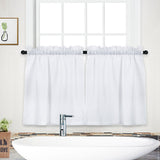 Garvee Tier Curtains, Waffle Weave Textured Short Curtain for Bathroom Waterproof Window Covering Kitchen Cafe Curtains - 30" x 24", White, Set of 2 - White