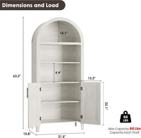 Garvee 5-Tier Arched Bookcase, Bookshelf with Adjustable Shelves, Home Office Shelf Storage Organizer, Floor Standing Display Storage Shelves for Bedroom/Living Room, White