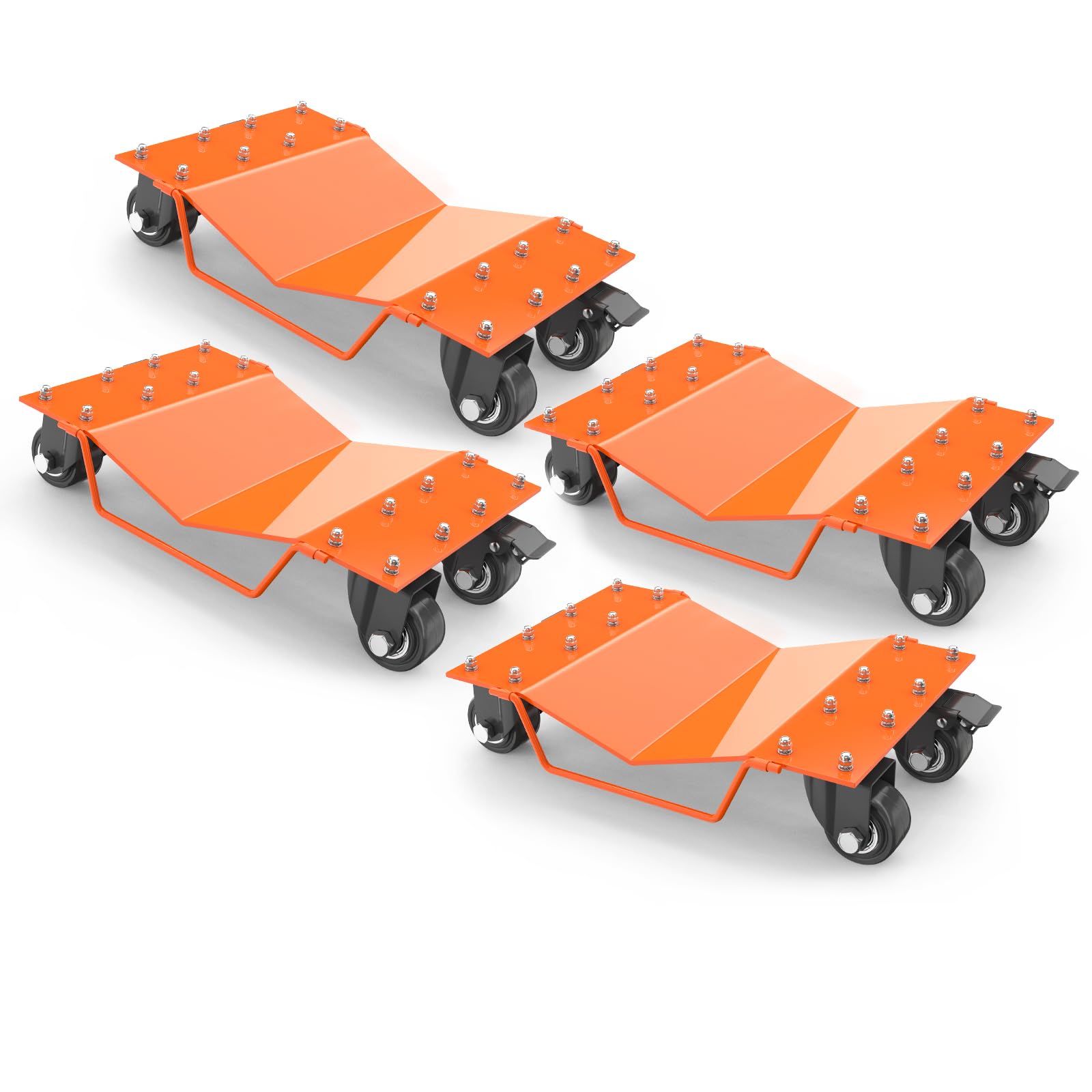 4-Pack Heavy Duty Wheel Dollies - 1500lb Capacity Each, Moves Cars & Trucks Easily