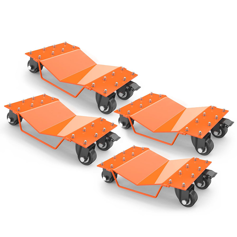 Garvee Heavy Duty Car Wheel Dolly Set, 8000lbs Capacity, Set of 4, Car Tire Moving Cart for Cars, Trucks, Motorcycles, Boats, Orange