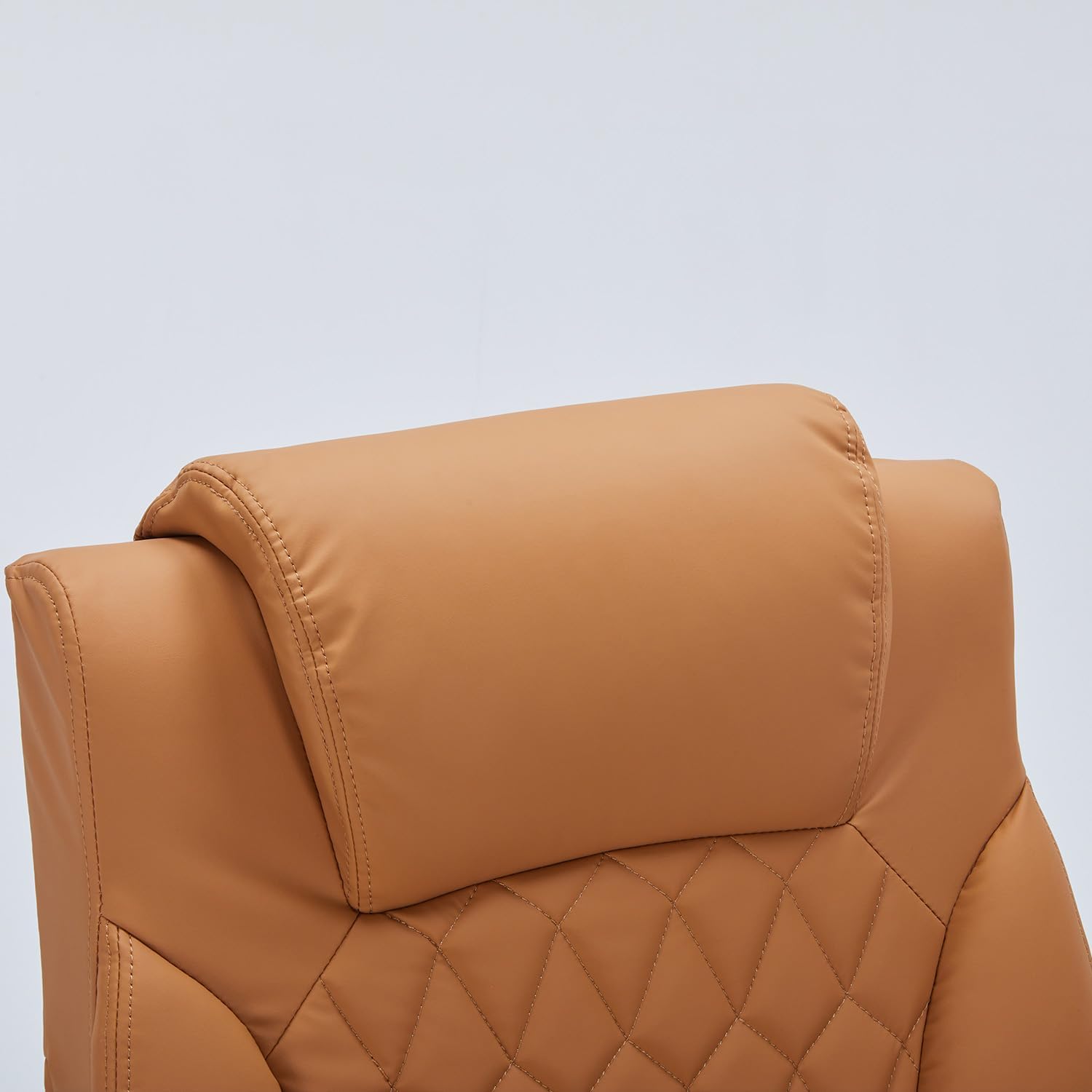 Garvee PU Leather Executive Office Desk Chair, 350lbs Capacity Computer Desk Chair with Padded Flip-Up Arms, Tilt Lock & 360° Swivel Free Wheels, Ergonomic Office Chair for Heavy People, Brown