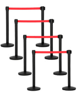 Garvee Crowd Control Stanchion Set 8 Pack with Retractable Belt Heavy Duty Barrier for Events Bank Hotel 6.6 ft Red Belt