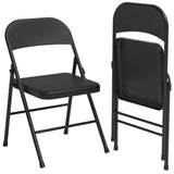 Garvee Folding Chairs 2 Pack, Foldable Chairs with Metal Frame Hold Up to 350 Pounds, Portable Black Folding Chairs Suitable for Dining Room, Living Room, Office, Indoor and Outdoor Events - Black