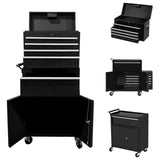 Garvee Rolling Tool Chest, 5-Drawers Metal Tool Chest Tool Box Organizer With Wheels, 2 In 1 Detachable Top Tool Cabinet, Sliding Drawers, Liners and Locking System for Warehouse, Garage, Workshop - black