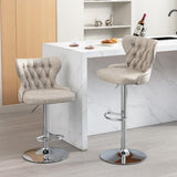 Garvee Modern Swivel Barstools PU Leather Upholstered Bar Stools with Back Adjustable Height 25-33 Inch Beige - Beige