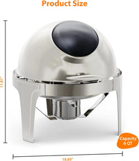 Garvee 6.3 Quart Round Roll Top Chafing Dish Buffet Set Stainless Steel Food Warmer with Glass Window for Party Wedding Banquet Silver