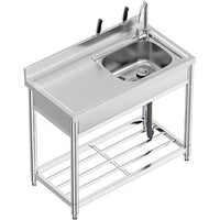 Garvee 39"W x 20"D x 37"H Freestanding Utility Sink Set - Stainless Steel Single Bowl Sink with Workbench, Storage Shelves, Faucet, and Drainboard for Restaurant, Garden, Farmhouse, Garage